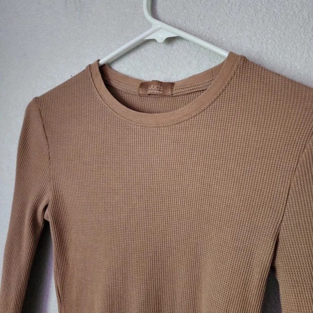 NUUDS long sleeve ribbed bodysuit in mocha‎ brown minimalist basic S